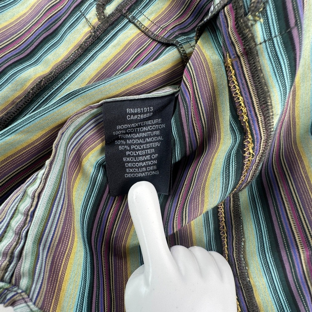 Robert Graham Mens Large Button‎ Up Shirt Purple Striped Embroidered Scooter L - Picture 7 of 16